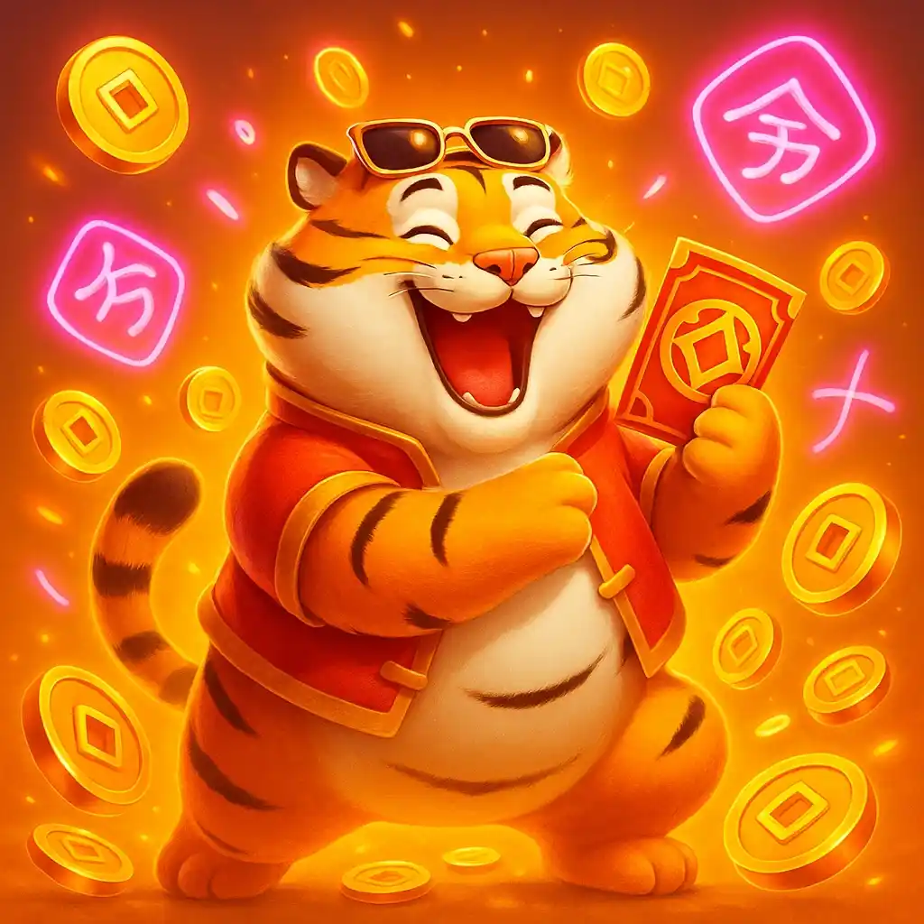 Mascote do Fortune Tiger segurando envelope vermelho da sorte